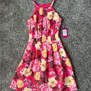 Vince Camuto Vibrant Pink and Yellow Floral Dress